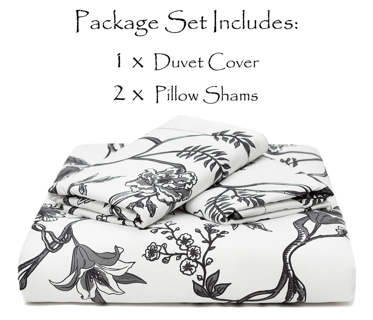 Premium French Toile Cover Set - Duvet Cover (90" x 90") & 2 Pillow Shams (20" x 26") - 3-Piece Set
