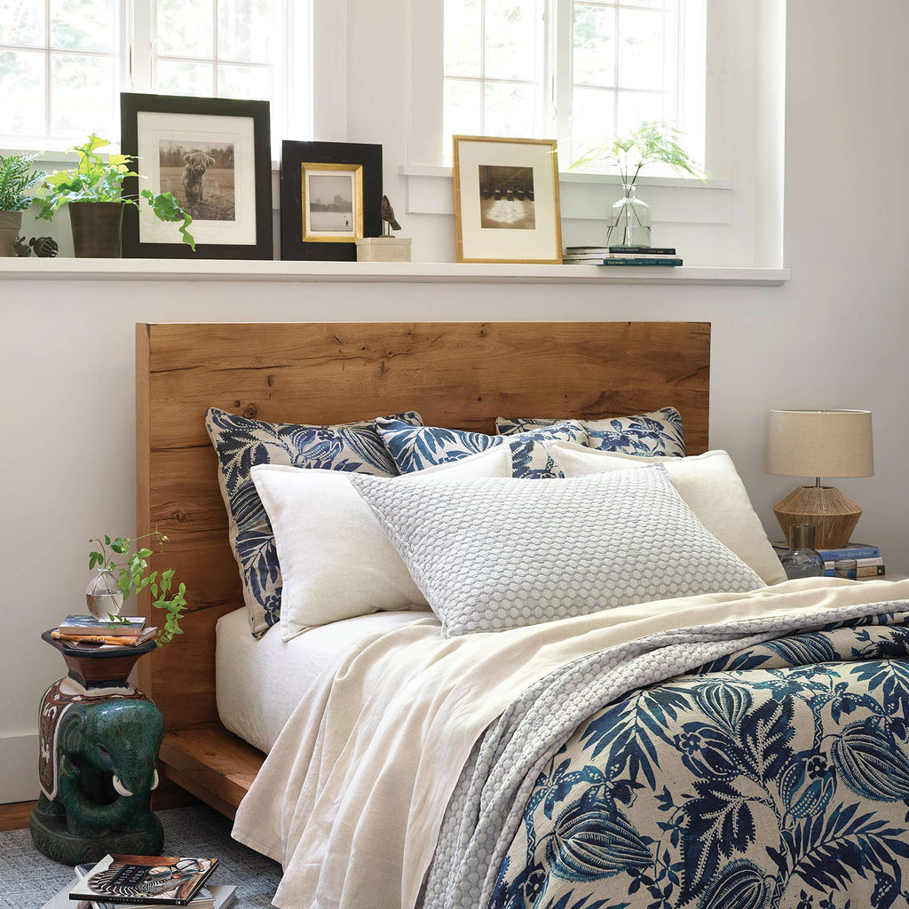 Lodi Blue Solid Cotton Matelasse Sham, Standard