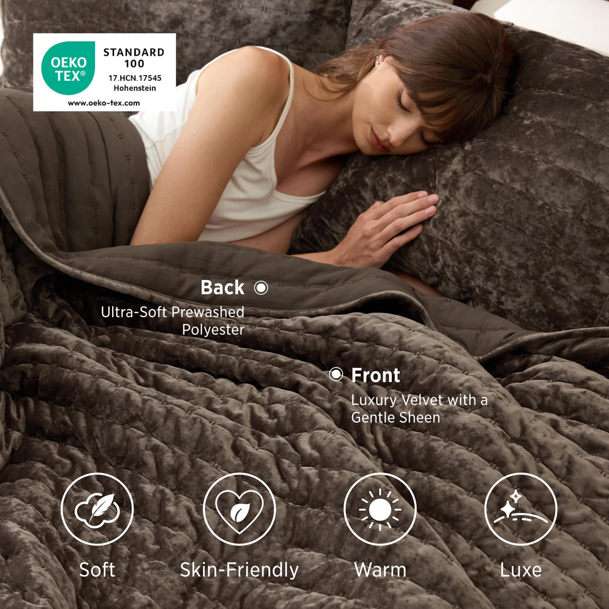 Velvet Quilt Set, Luxury Brown Bedding, Bedspread