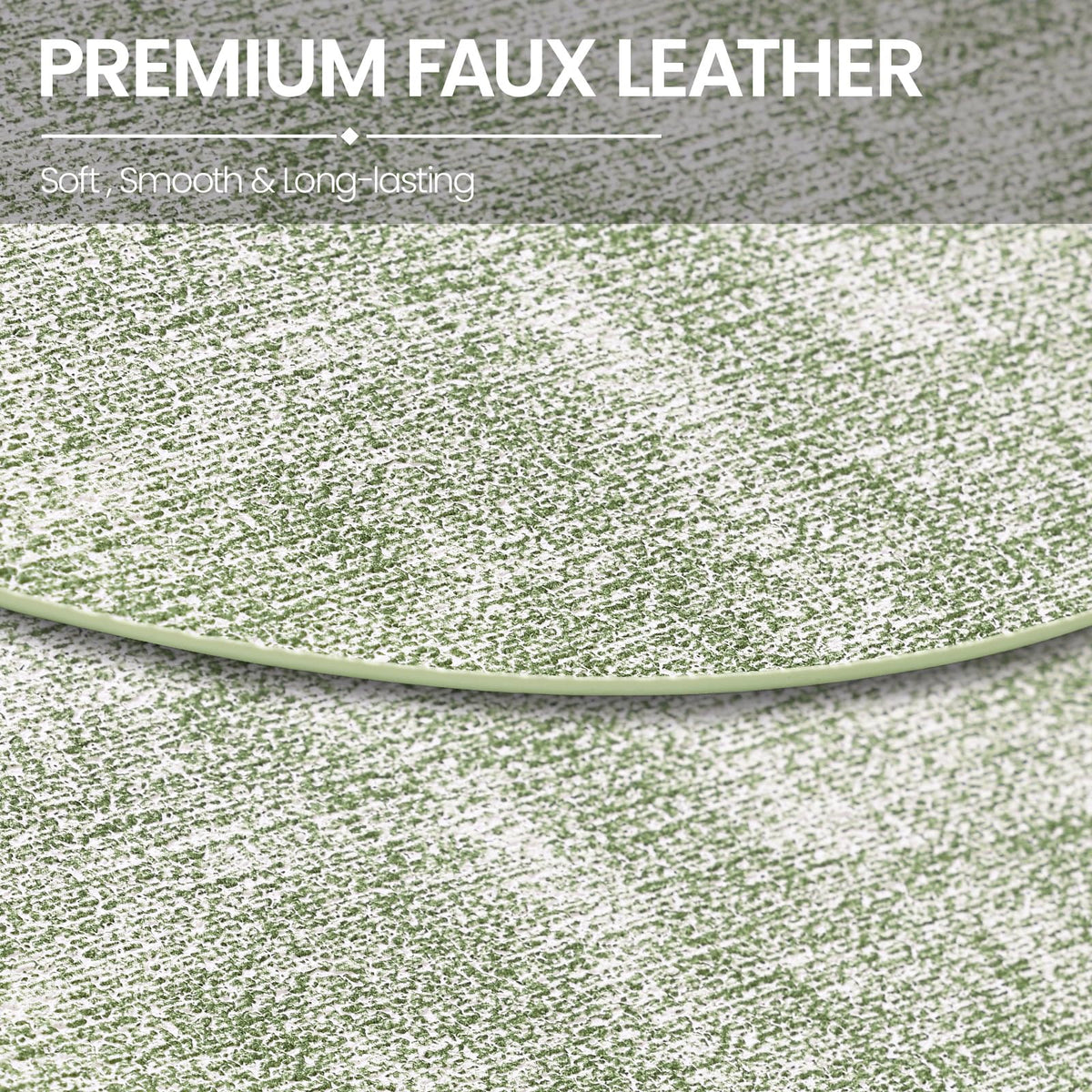 Oval Faux Leather Placemats Set of 6, Easy to Clean, Grass Green