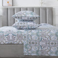 Blue Paisley Sheets Set Full Classic Boho Paisley Bedding Luxurious Bohemian Damask Paisley Bed Sheet Breathable 100%