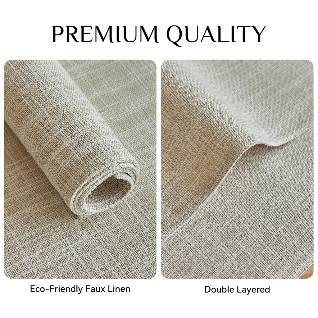 Faux Linen Cloth Placemats Set of 4-12 x 18 Inch, Cream