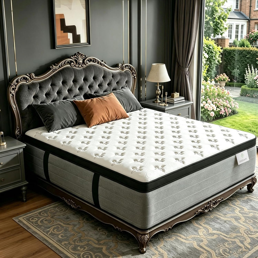 California King Mattress 12 Inch, Luxury Hotel Hybrid Cal King Mattress | Gel Memory Foam & Pocket Springs, 7-Zone