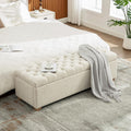 60.2" Storage Bench, End of Bed Storage Benches, Chenille Fabric Upholstered Ottoman Bench with Safety Hinge Entryway