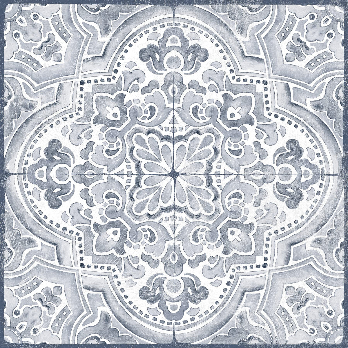 Hastings Peel and Stick Floor Tiles, Blue, Medallion Vinyl Floor Tiles, Water Resistant, 12 in x 12 in, Pack of 10