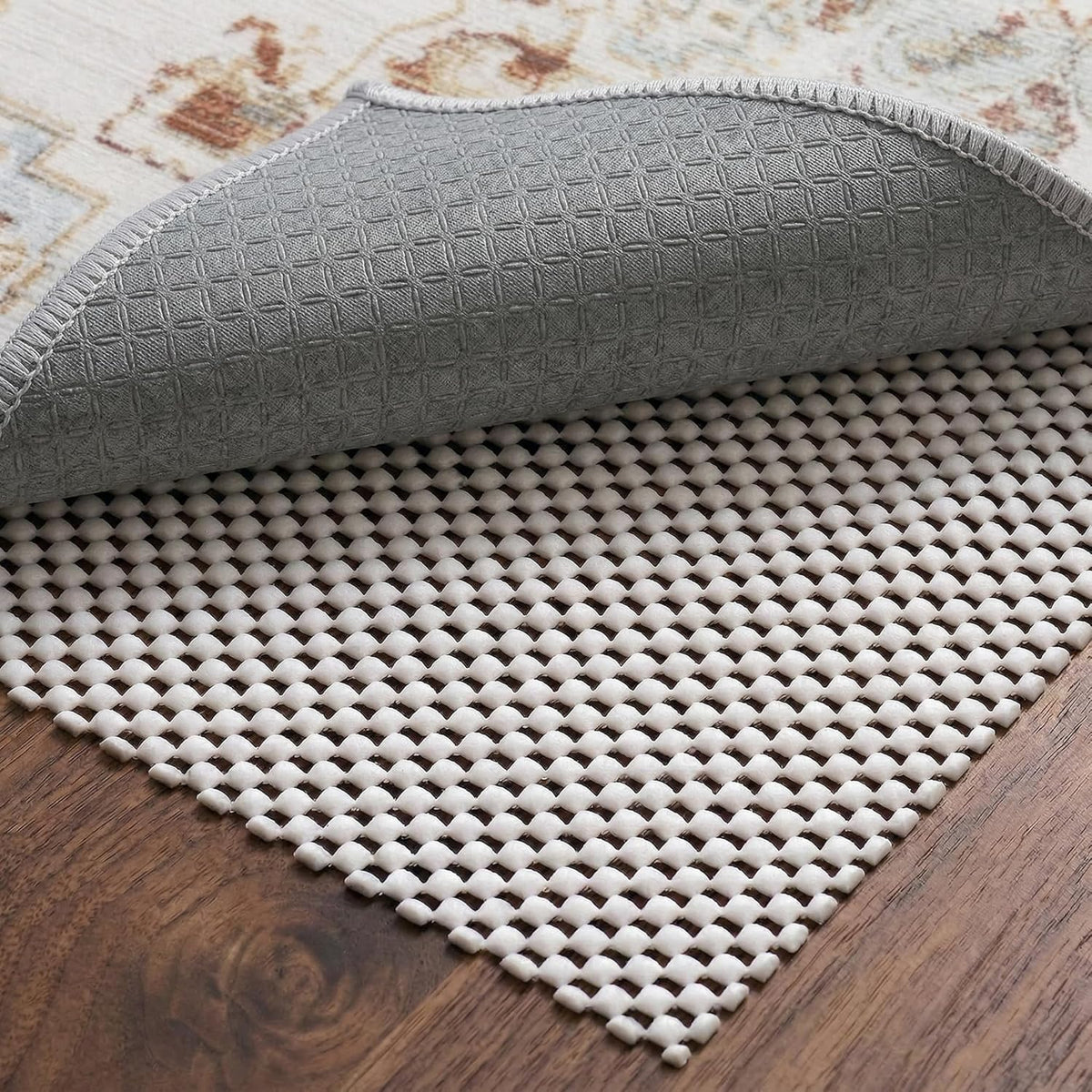 Non-Slip Rug Pad 5x8 Ft - 5'x8' PVC Anti-Slip Carpet Gripper Mat, 5 by 8 Feet Non Slip Pad for Area Rugs, Under Rug - Set of 40