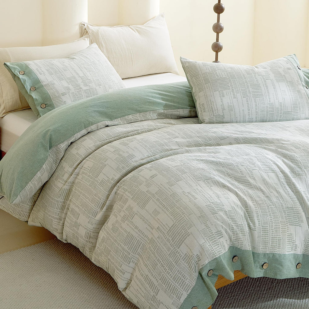 100% Egyptian Cotton Duvet Cover Queen Size, Green, 3 Pieces
