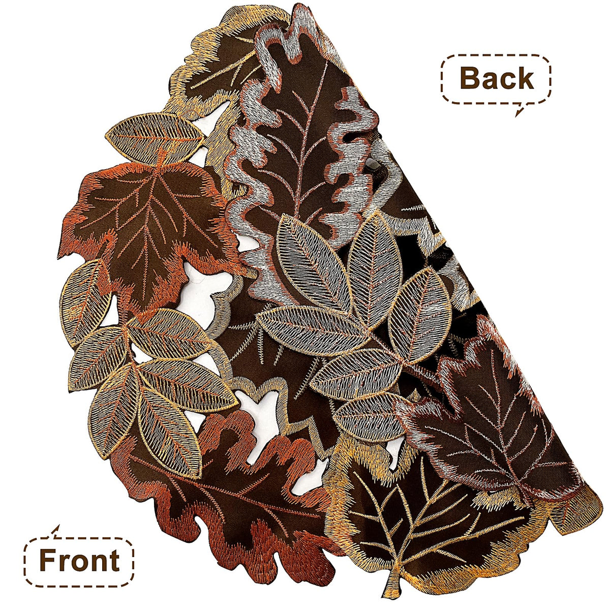 Embroidered Fall Placemats Set of 4, 15 in, Thanksgiving Round Table Mats