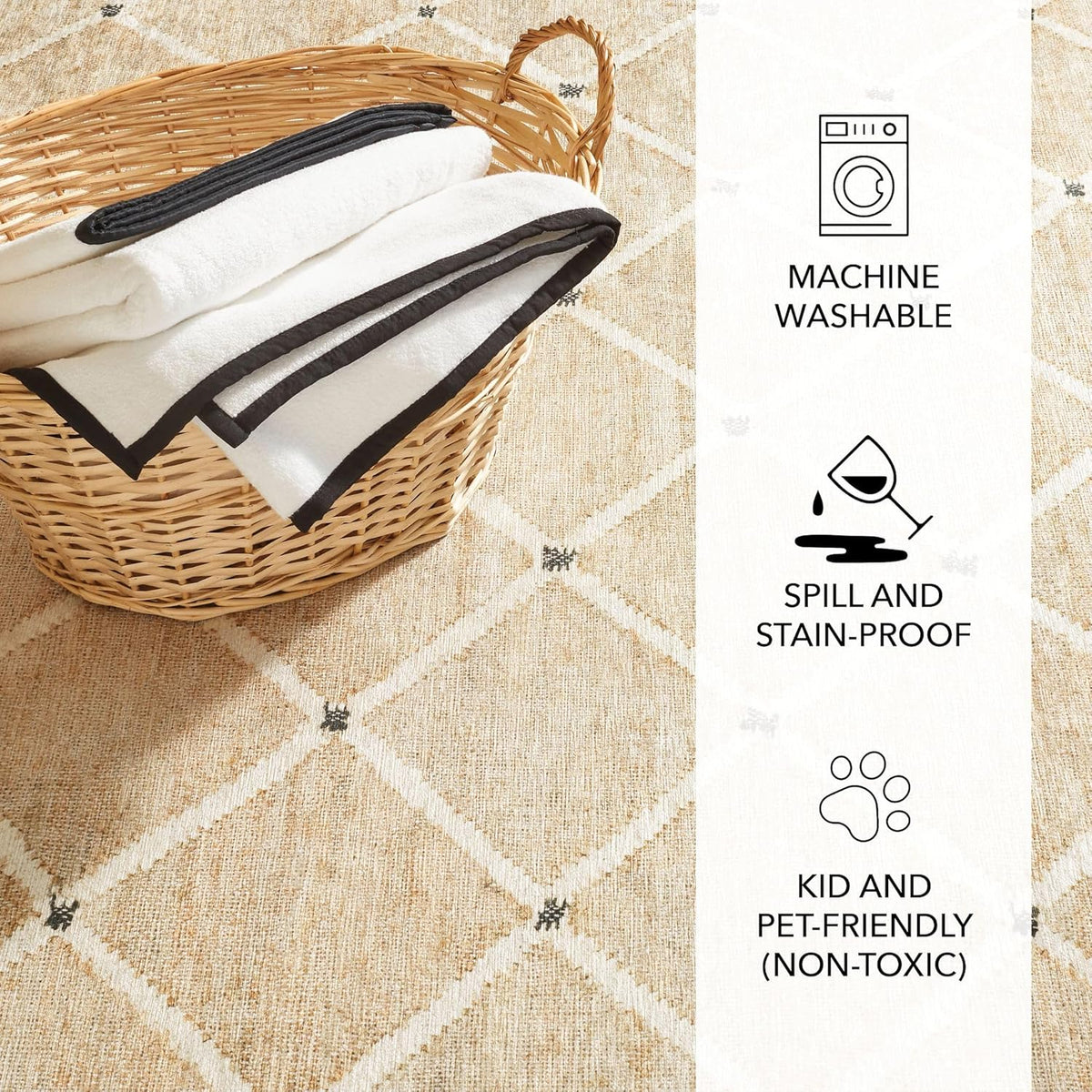 Dash and Albert Kali, Natural, Diamond, Soft and Cozy, High Traffic, Lightweight, Anti-Slip, Durable