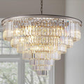 Nickel 7-Tier Modern Crystal Chandelier, Grand Cascading Fixture for Entries