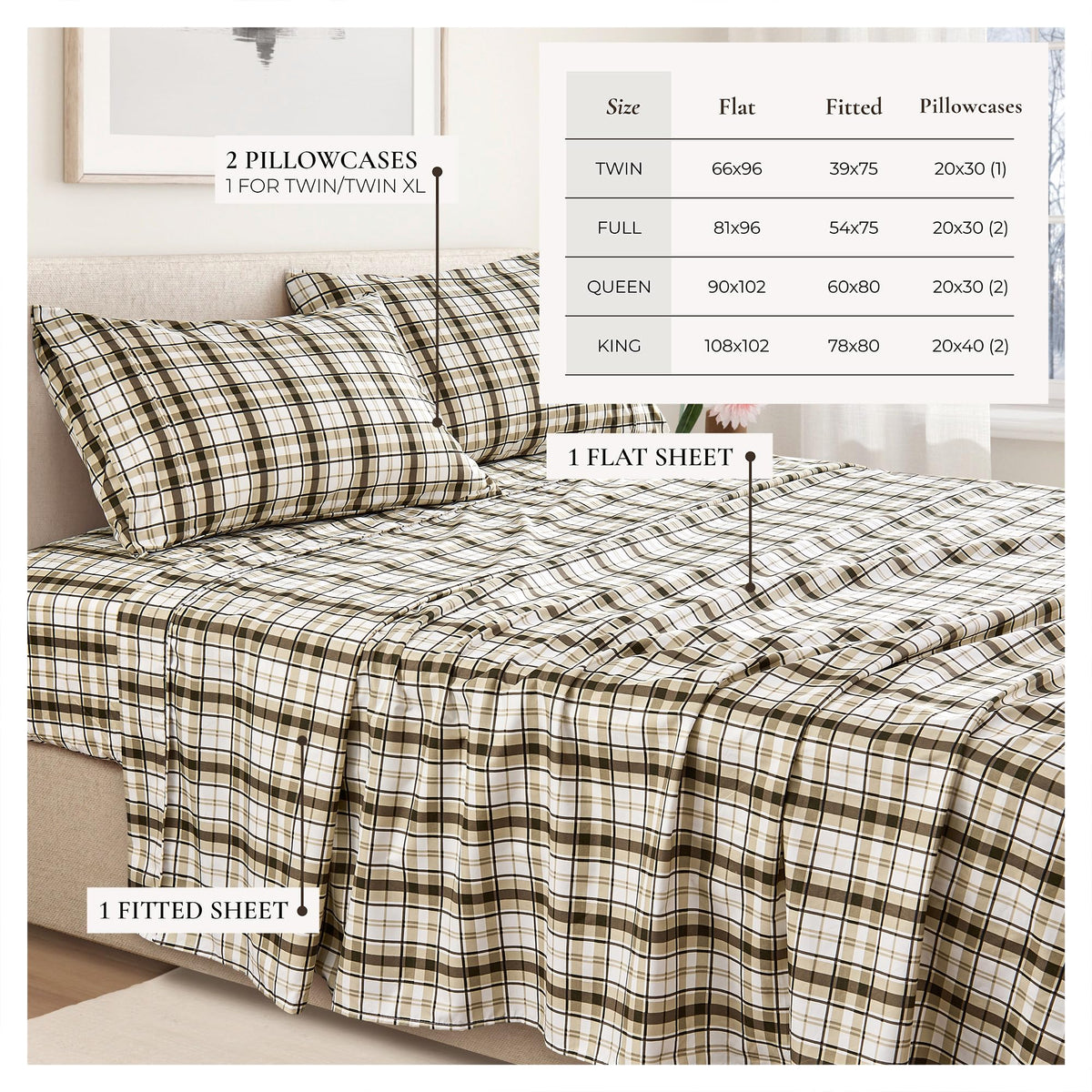 Printed Microfiber Sheet Set - 3-Piece Ultra-Soft, Brushed Bedding Sheets & Pillowcases - Wrinkle & Fade