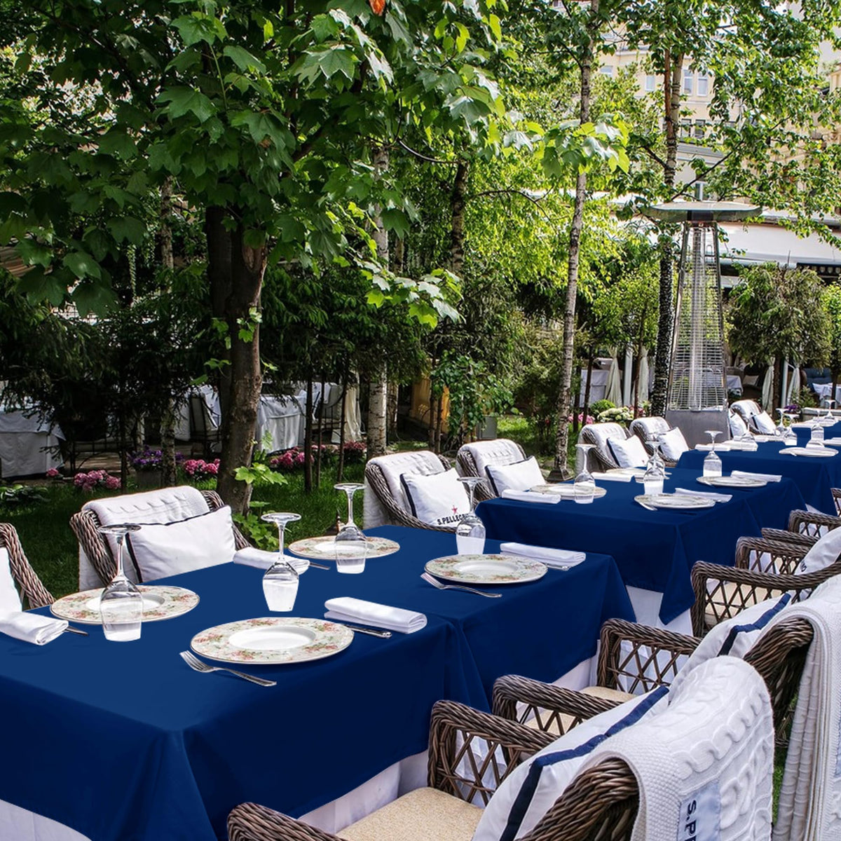 Navy Blue Tablecloths 60x120 Inch for 8 Foot Tables, 6 Pack