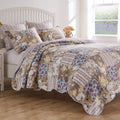 French Country Traditional Patchwork Style Cotton-Rich Quilt Set, 3-Piece, Multi