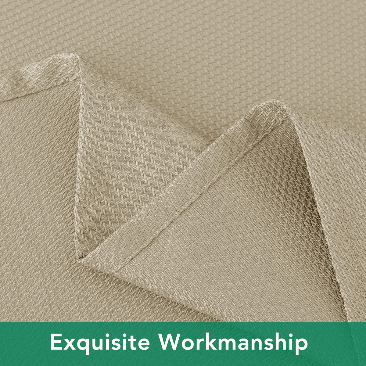 Textured Round Tablecloth-Fabric Water Resistant Table Cloths-Natural 90"