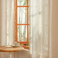 Linen Boho Curtains Bedroom, Semi Sheer Macrame Drapes 84 inches Length Farmhouse Style Back Tab Drapes for Sliding