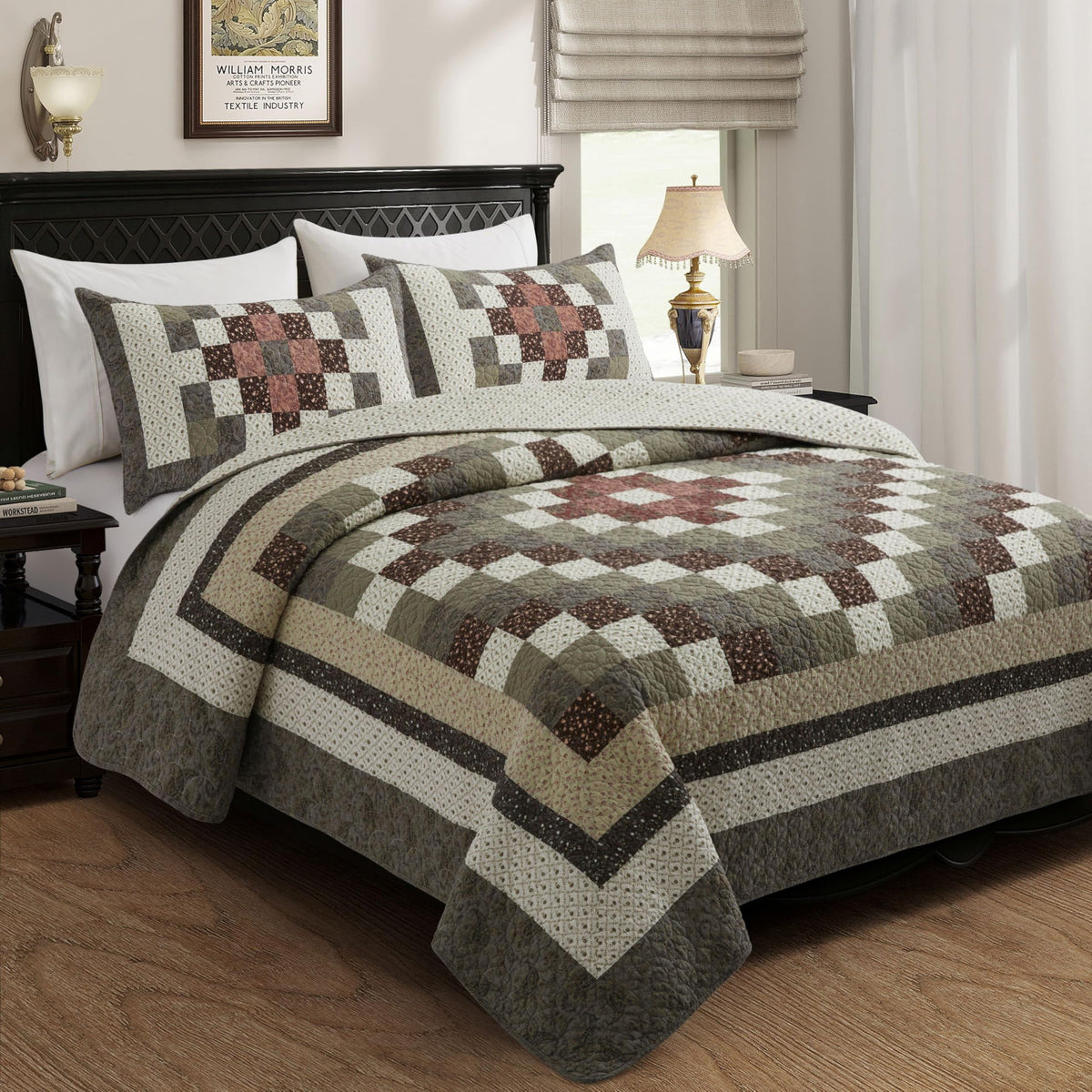 Quilt Set, Vintage Patchwork 118"x102"