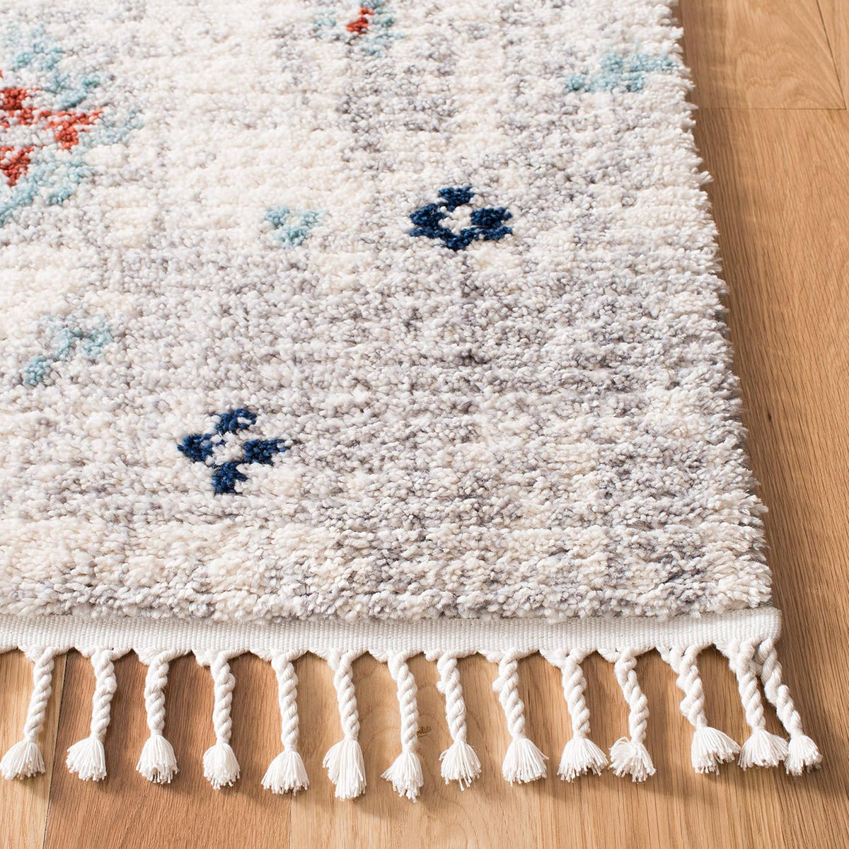 Morocco Collection Accent Rug, Ivory & Multi, Moroccan Boho Tribal Design, Non-Shedding & Easy Care, Ideal