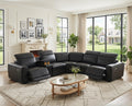 Power Recliner Sectional Couch, Breathing Leather Living Room Furniture Set, Reclining Corner Sectional Sofa with