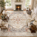 Area Rug Living Room Rugs - Washable Boho Rug Vintage Oriental Distressed Farmhouse Large Thin Indoor Carpet