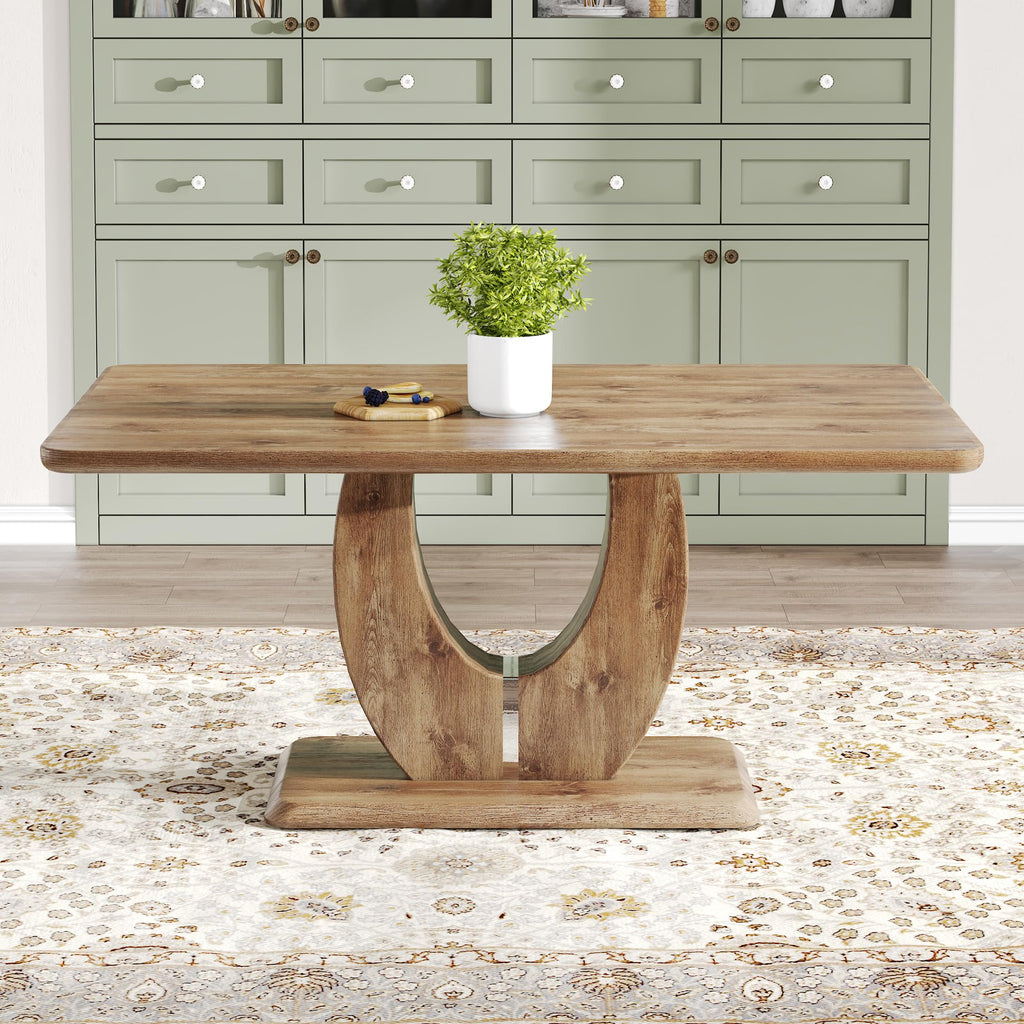 Inspired Saarinen Style 63" Faux Marble Dining Table, Modern Rectangular Kitchen Table with 1.65'' Thick MDF Tabletop, Rounded Corners
