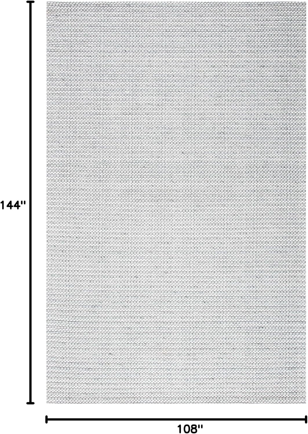 Marbella Collection Area Rug, Light Grey & Ivory, Flat Weave Wool Design, Ideal for High Traffic Areas in