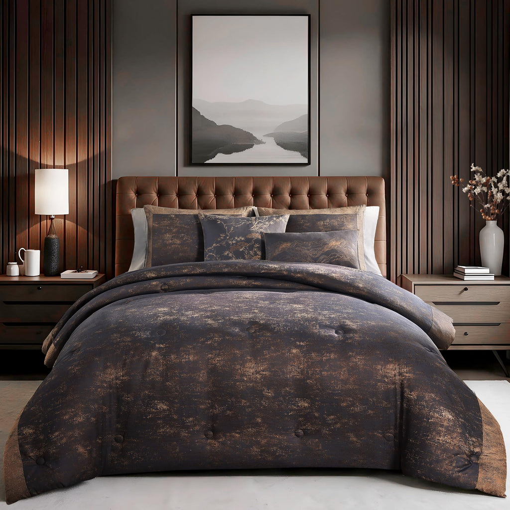 Texture Jacquard 5 Piece Comforter Set, Grey