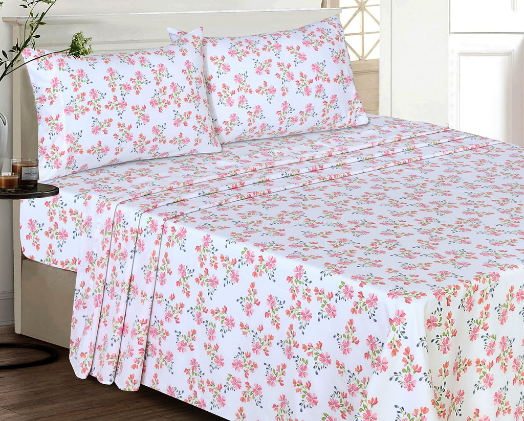 100% Cotton Split King Sheets, Percale Sheet Set, Bloomex