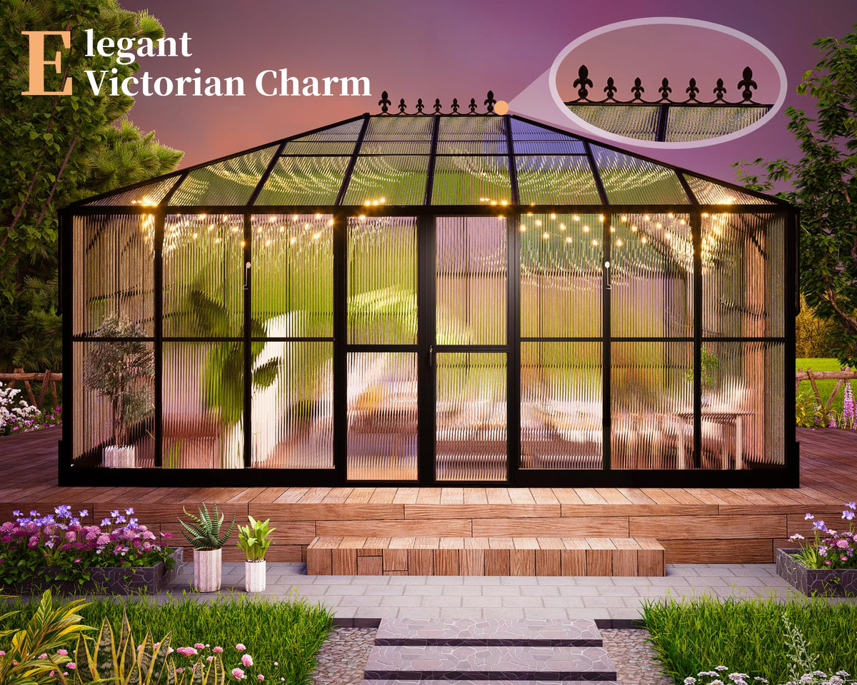 16x12x9.5 FT Pavilion Style Polycarbonate Greenhouse for Outdoors