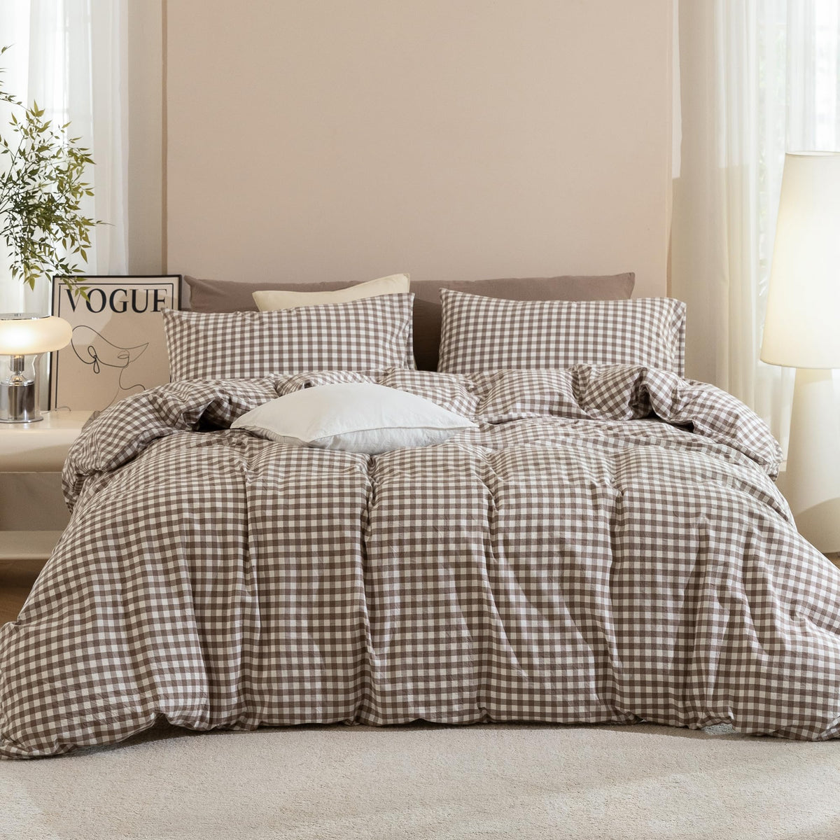 Washed Cotton Duvet Cover Set, 3-Piece, Classic Gingham