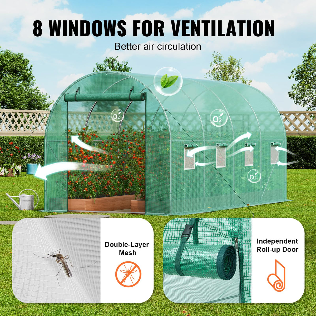 Walk In Tunnel Greenhouse 14.6 x 6.4 x 6.3 ft Galvanized Steel Frame