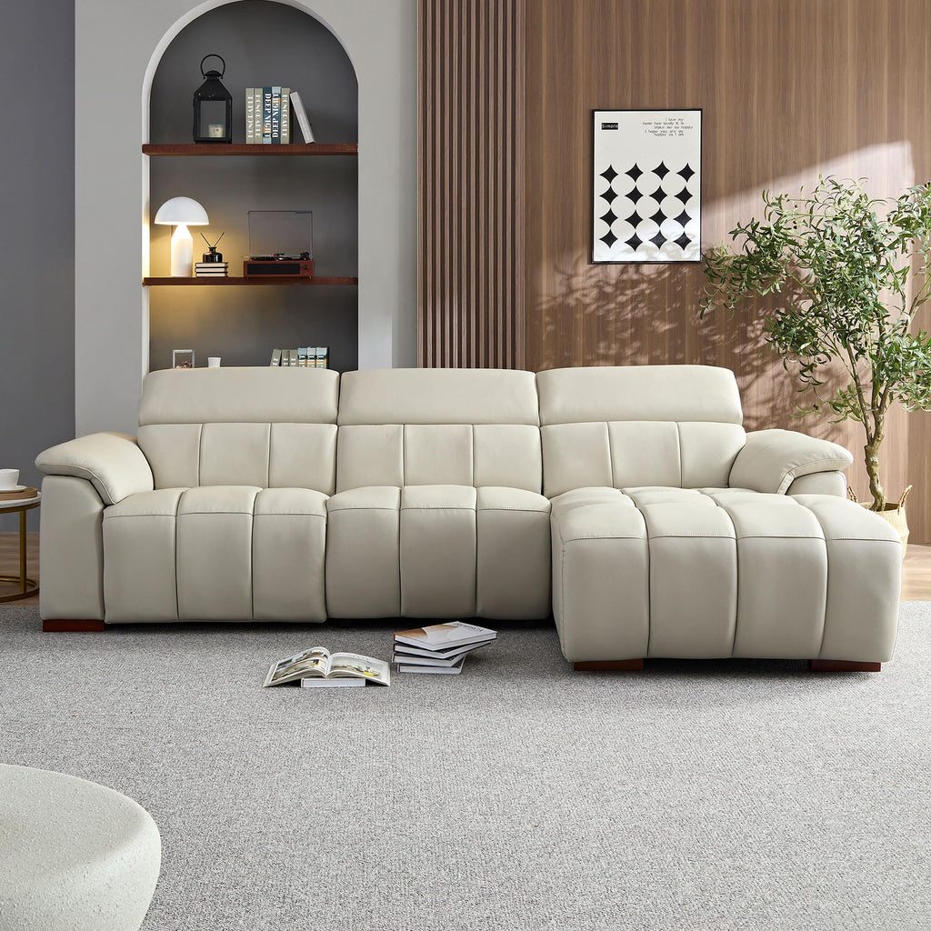 L-Shaped 3 Seat Sectional Sofa with Power Reclining & Adjustable Headrest, 113" Oversized Right Facing Corner