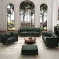 Faux Leather Sofas, 3-Piece Couch Set with Ottoman, Green