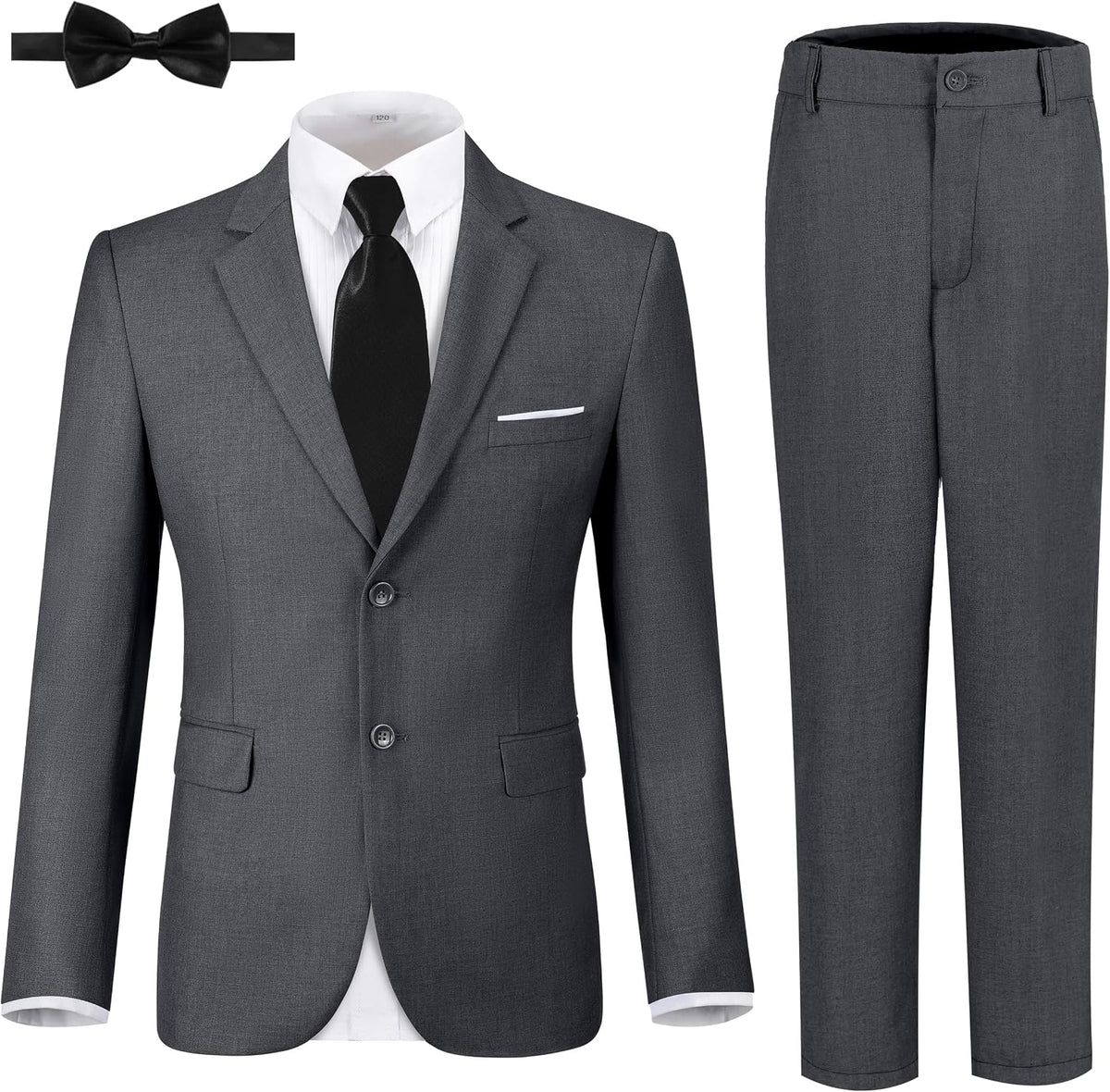 Boys Formal Suits Slim Fit 5 Piece Kids Jacket Pants Set with Shirt Tie