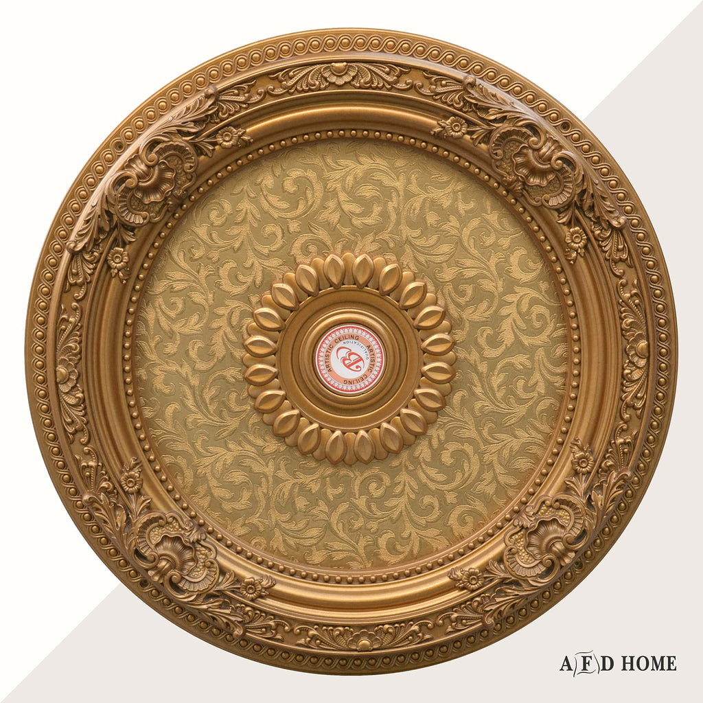 Golden Leaf Chandelier Ceiling Medallion and Fan Medallion, 36 inch