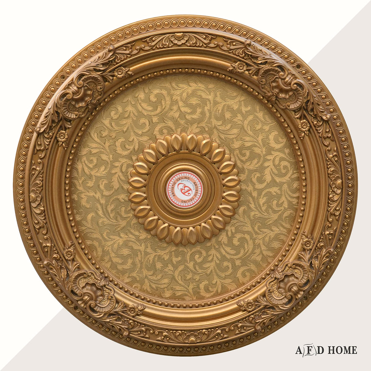 Golden Leaf Chandelier Ceiling Medallion and Fan Medallion, 36 inch