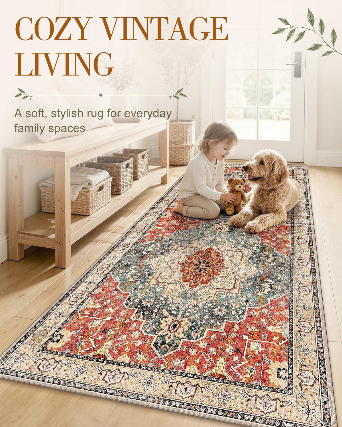 2x4 Washable Accent Rug Non Slip Carpet Kitchen Bedside