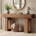 Solid Wood Console Table, 63" Long Farmhouse Entryway Table