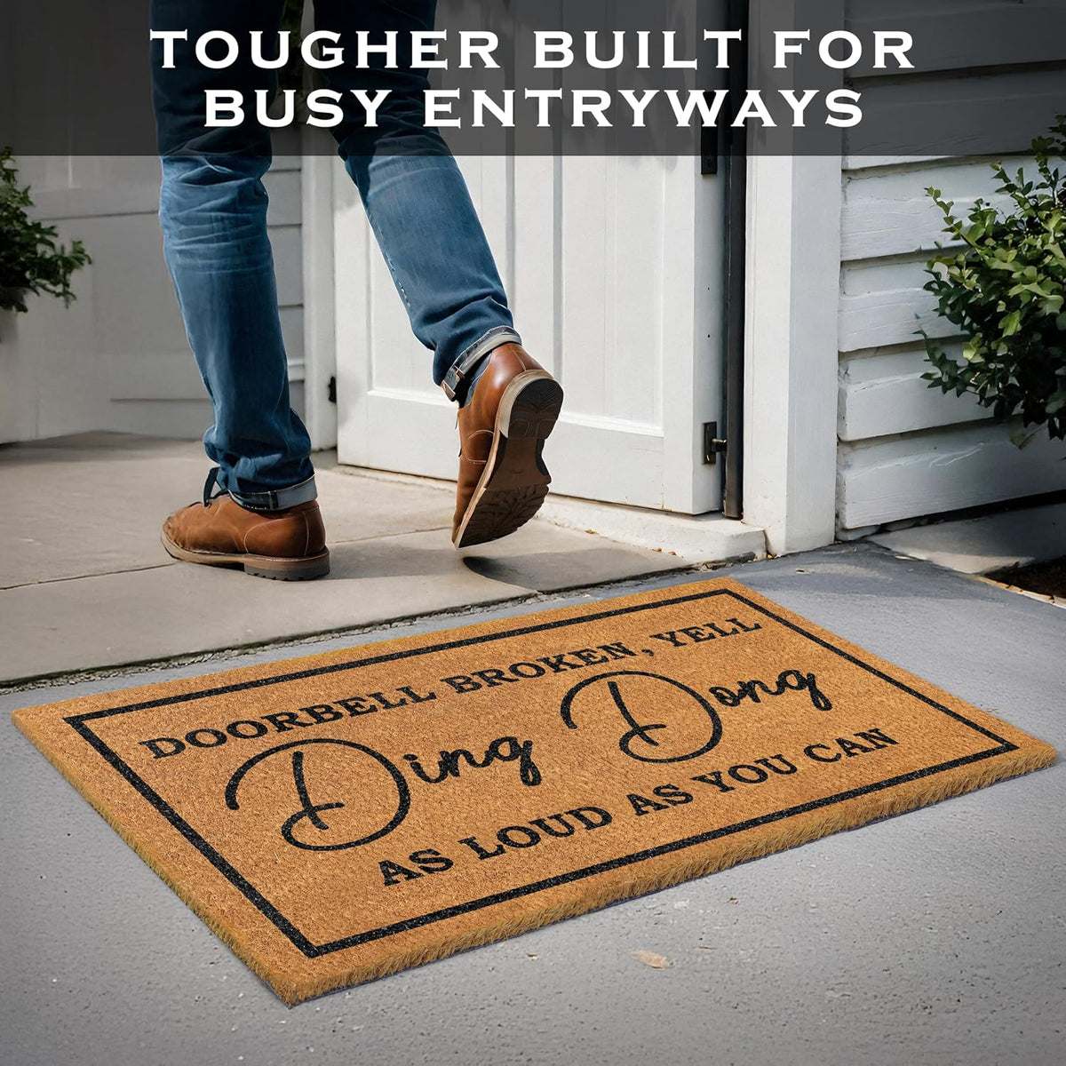 Ding Dong Doorbell Door Mat 30x17 Inch, Doorbell Broken Welcome Mat Coir | Funny Home Decor, Conversation Starter