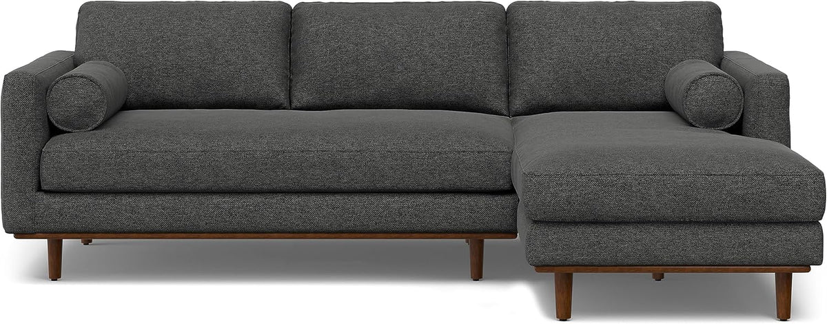 Morrison Right Sectional Sofa in Woven-Blend Recycled Polyester Fabric, Charcoal Grey, 102-inches Wide, L-Shaped