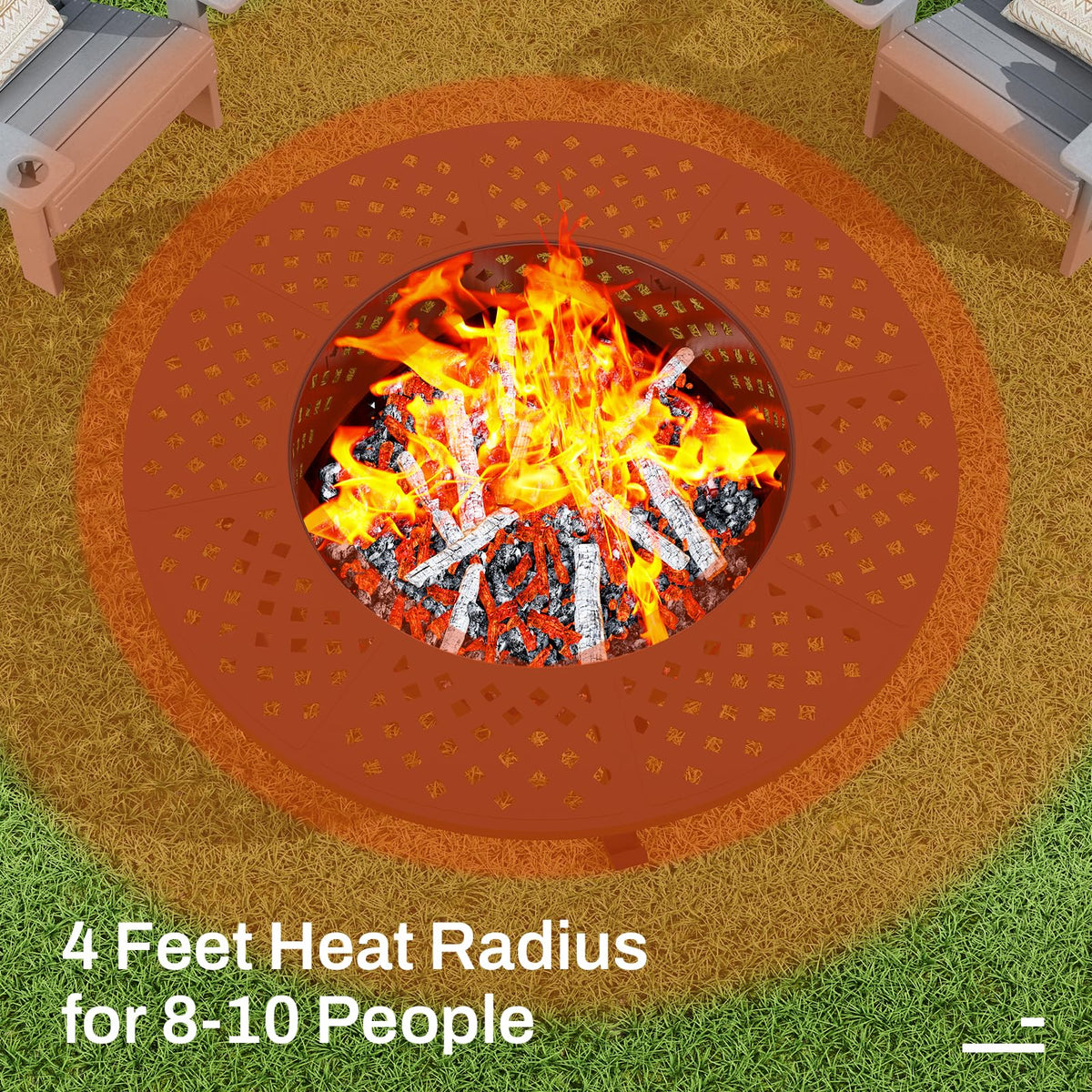 48" Fire Pit with 2 Grill, Wood Burning Firepit for Outside with Lid & Fire Poker Backyard Bonfire Picnic Camping
