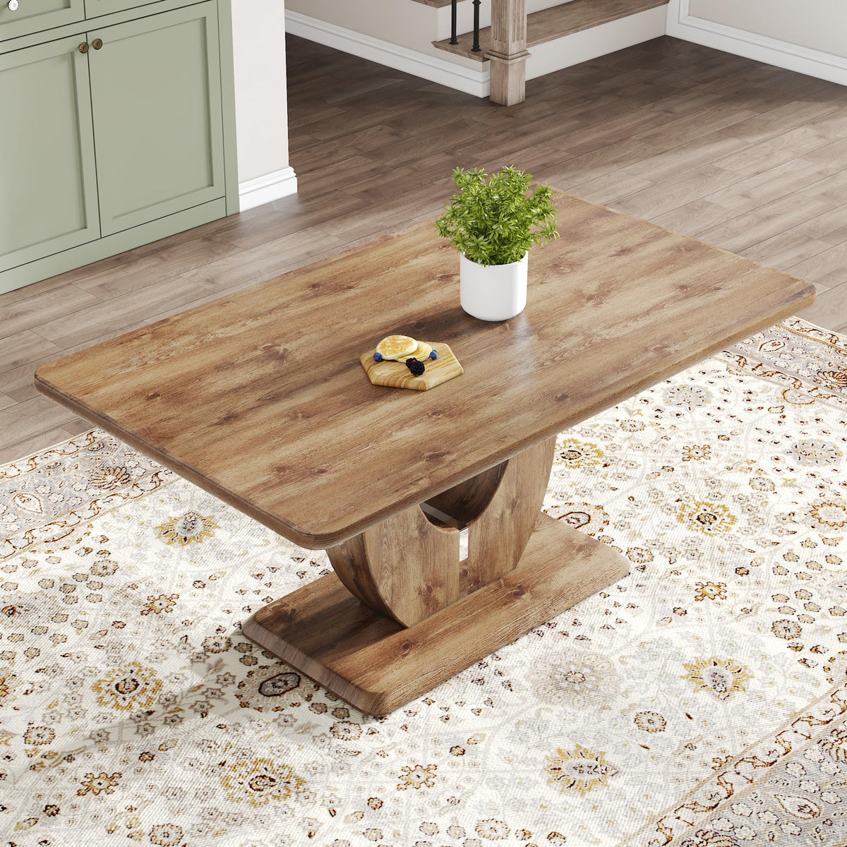 Inspired Saarinen Style 63" Faux Marble Dining Table, Modern Rectangular Kitchen Table with 1.65'' Thick MDF Tabletop, Rounded Corners