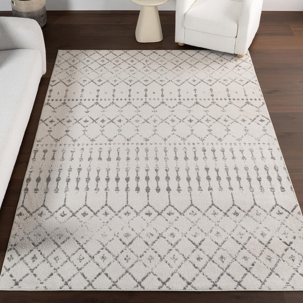 Blythe Grey Trellis Power Loomed Area Rug, 8' x 10'
