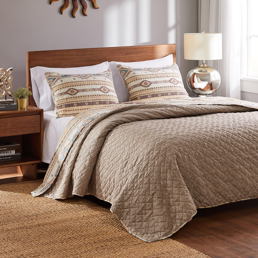 Barefoot Bungalow Phoenix Western Spirit Quilt Set, 3-Piece, Tan