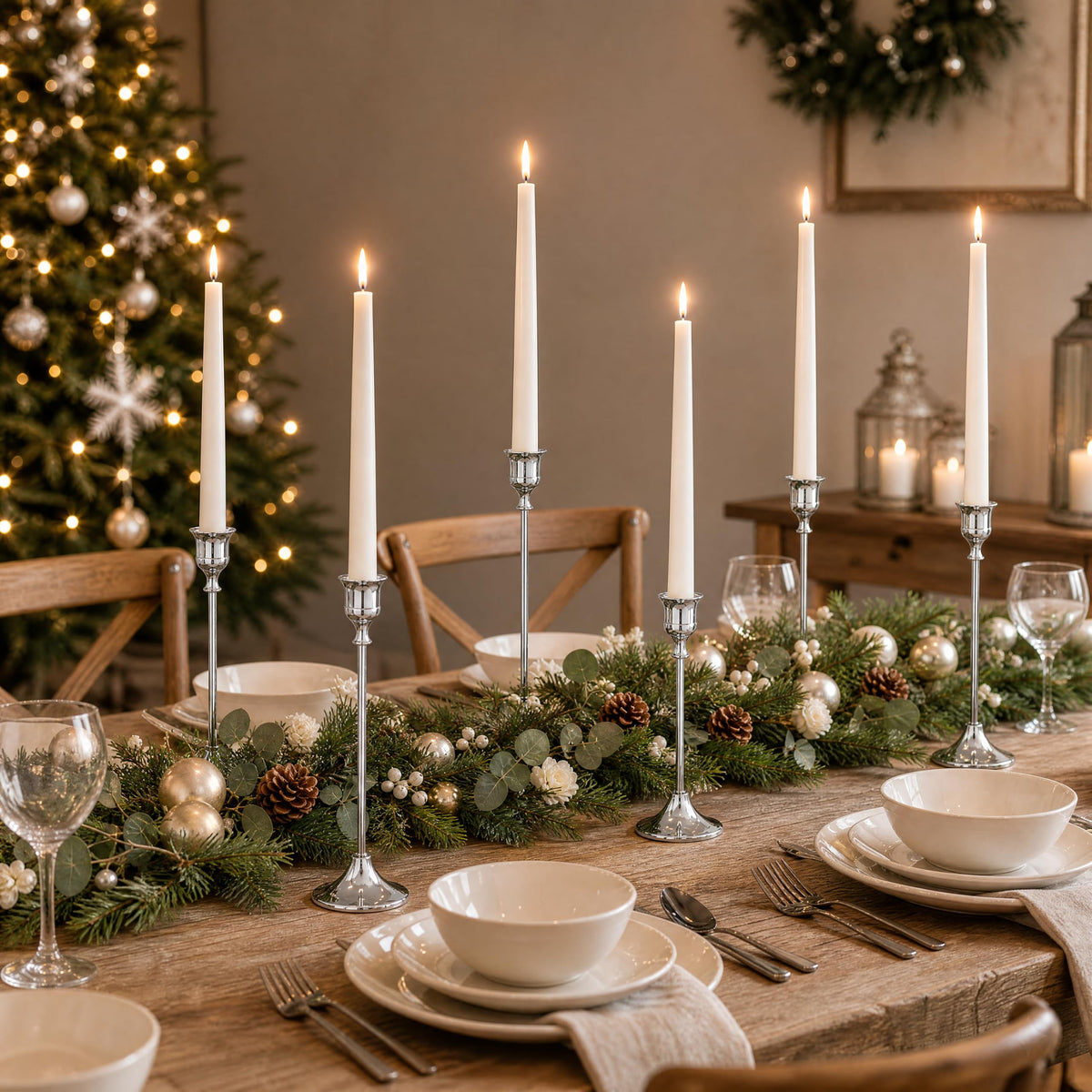 12 Pcs Silver Taper Candle Holder Bulks for Wedding Party Table Decor