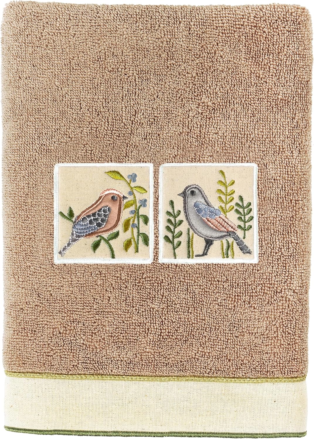 Vibrance 4-Piece Towel Set, Embroidered Birds, Premium Turkish Cotton, Plush Comfort, Country Elegance, 2 Bath 2 Hand