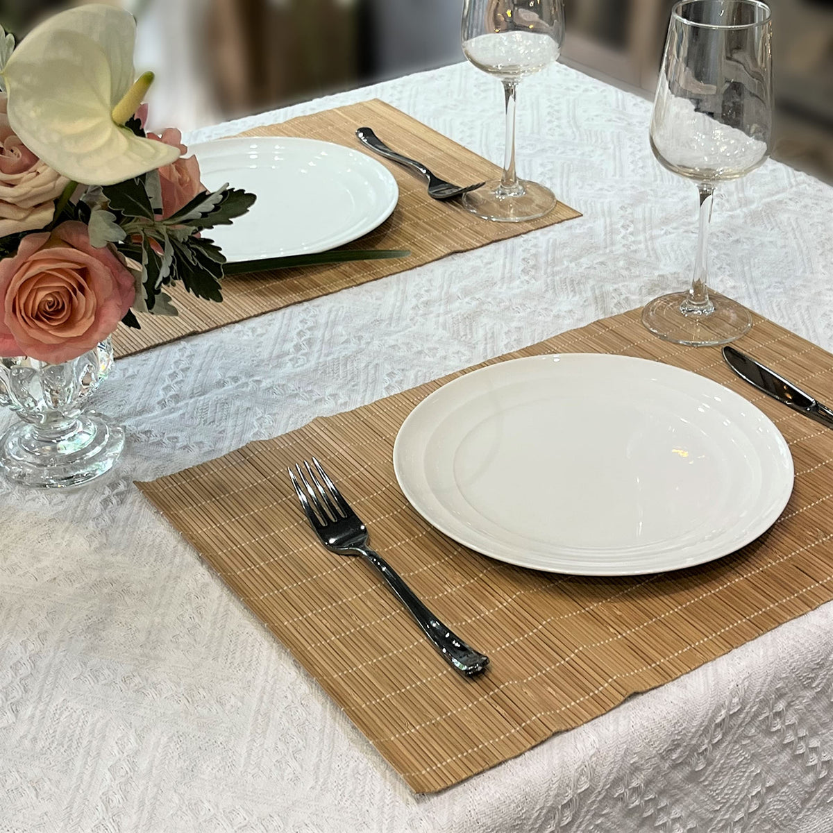 Set of 8 Pcs Bamboo Placemats Sushi Rolling Mat Japanese Style Natural Anti-Slip, Washable Heat-Resistant Table Mats
