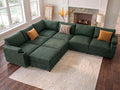 Sectional couches, Oversized Modular Cloud U Shaped Couch, FSC Certified Chenille, Removable Chaise Sofa (Green, U