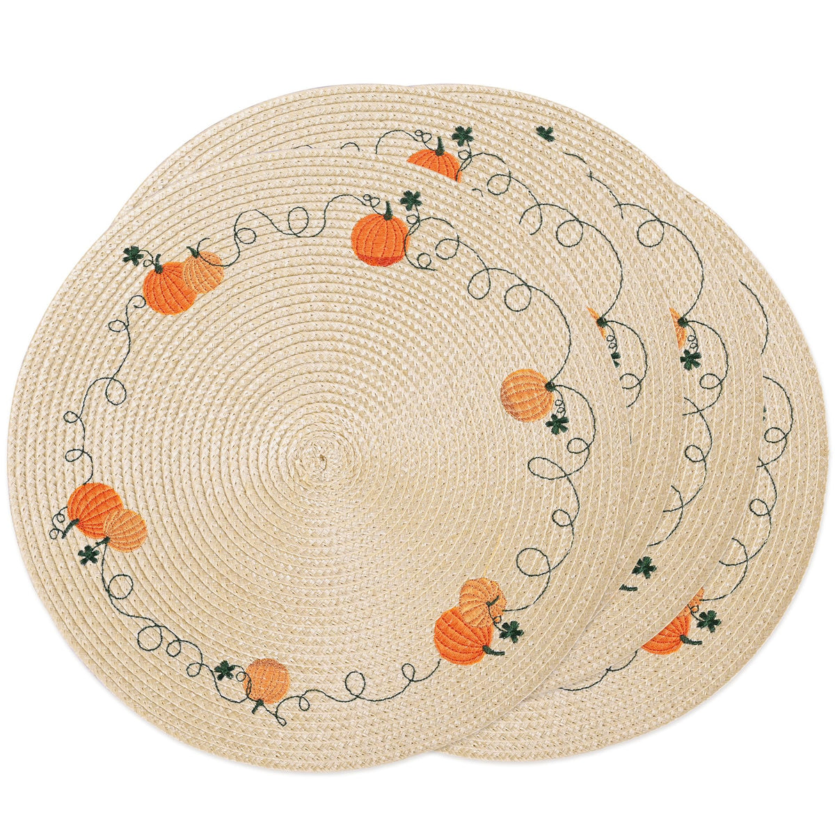 Round Fall Placemats Set of 4 PP Pumpkin Placemats for Dining Table Thanksgiving Harvest Placemats Perfect for Autumn