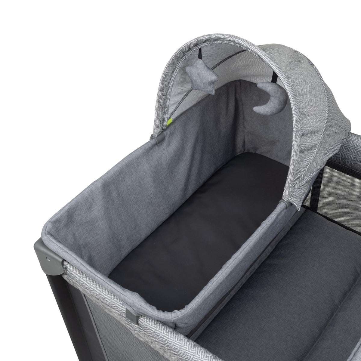4-in-1 Portable Play Yard with Bassinet, Portable Bassinet, and Flip-Away Changer, Gray