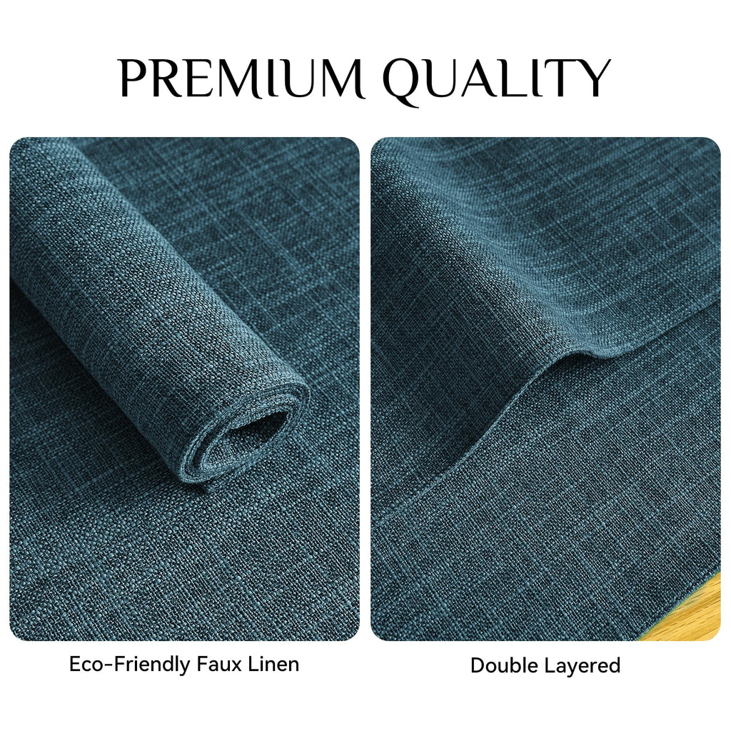 Faux Linen Cloth Placemats Set of 12-12 x 18 Inch, Navy